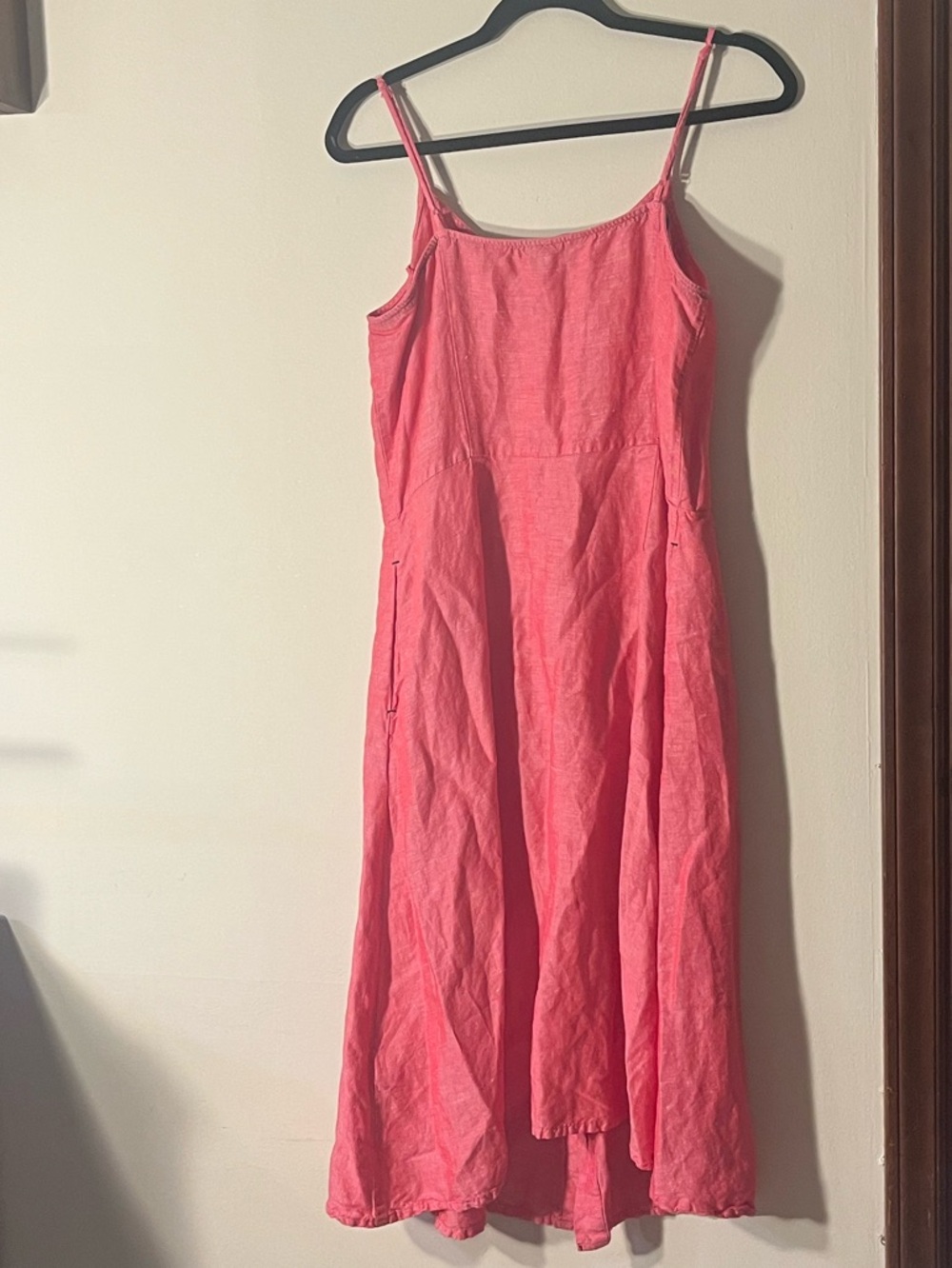 Joules Linen Heathered Red Button-Front Coastal Midi Dress - Picture 4 of 6